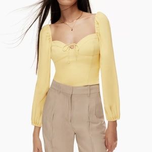 NWT ARITZIA WILFRED NOVELLA TOP YELLOW SIZE XL